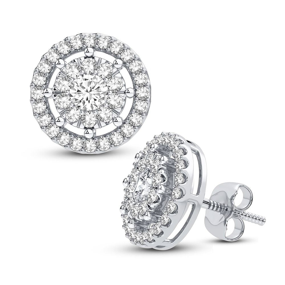 Brilliant 14k White Gold 2CT Diamond Stud Earrings for Women
