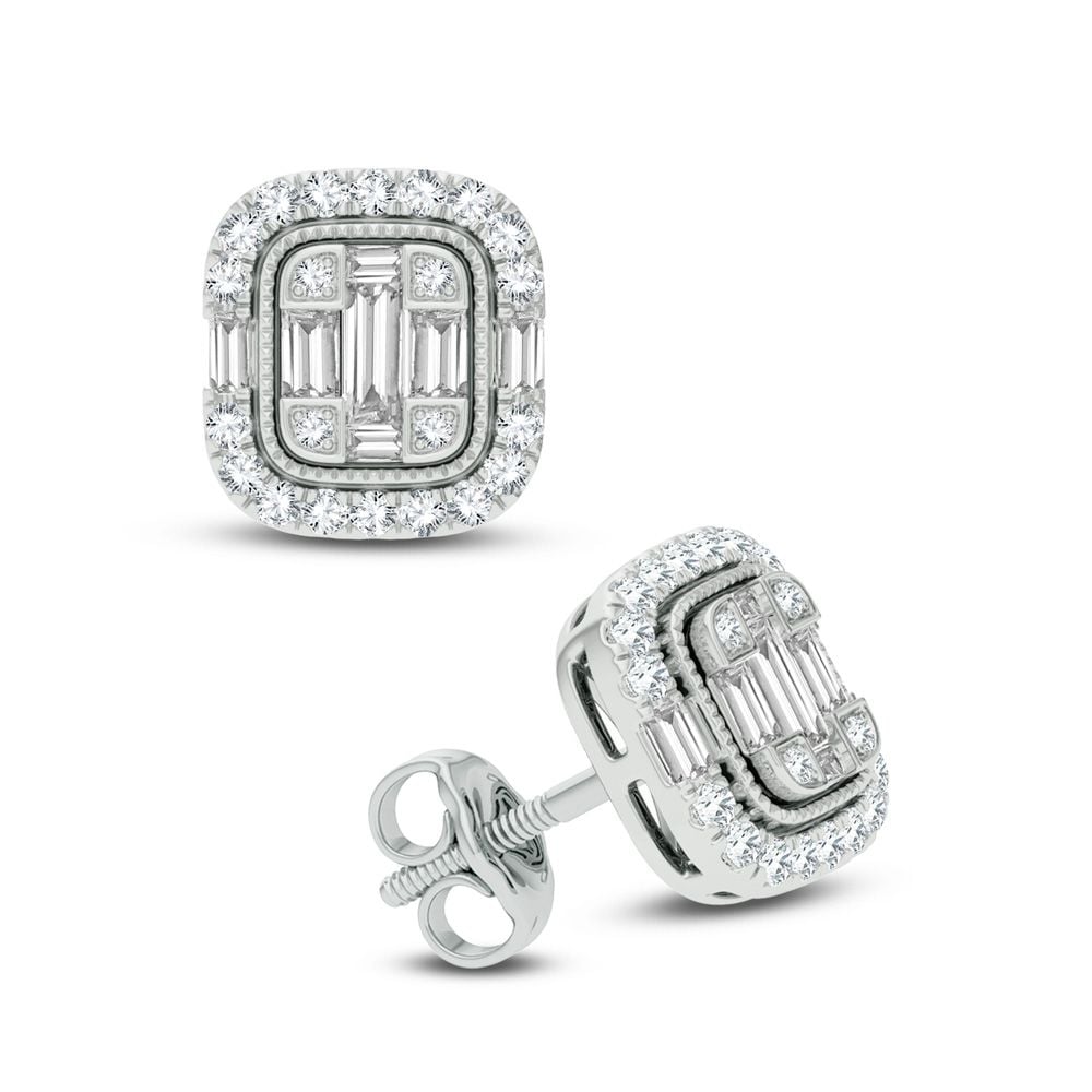 Sparkling 10k White Gold Diamond Stud Earrings for Women