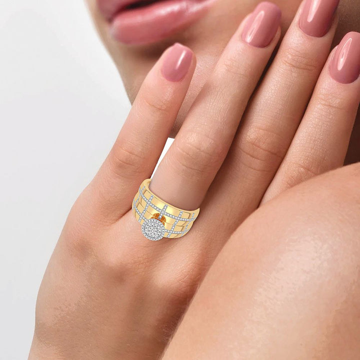 10k Yellow Gold Lab Diamond Trio Wedding Ring Set