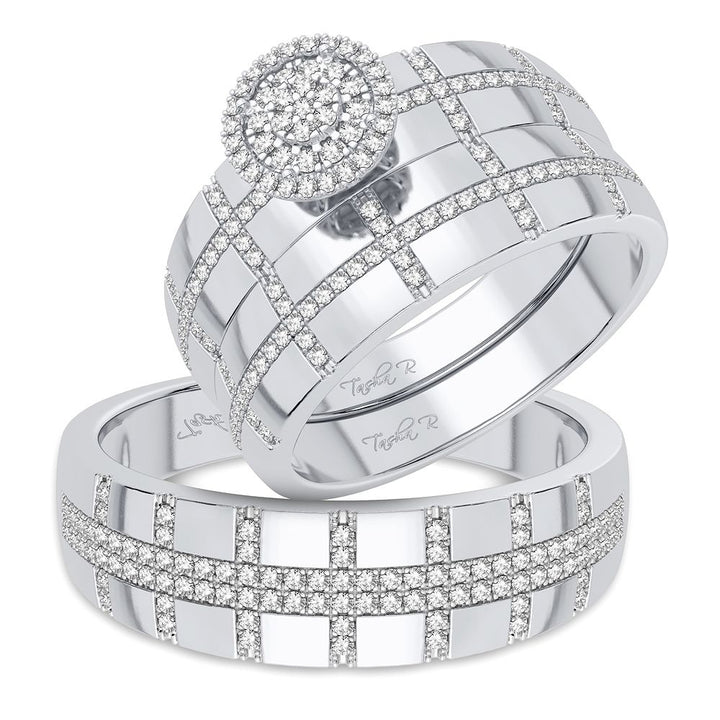 10k White Gold 0.50CT Lab Diamond Trio Wedding Set for Her