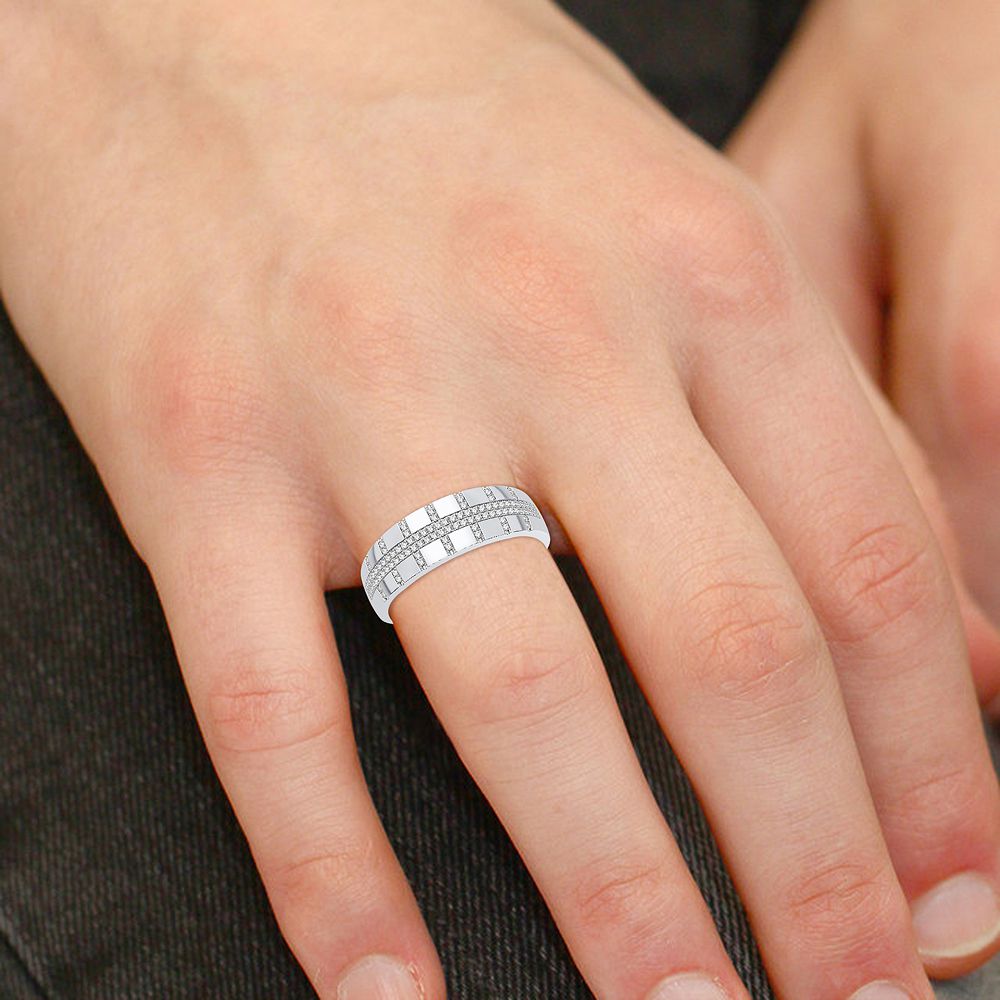 10k White Gold 0.50CT Lab Diamond Trio Wedding Set for Her
