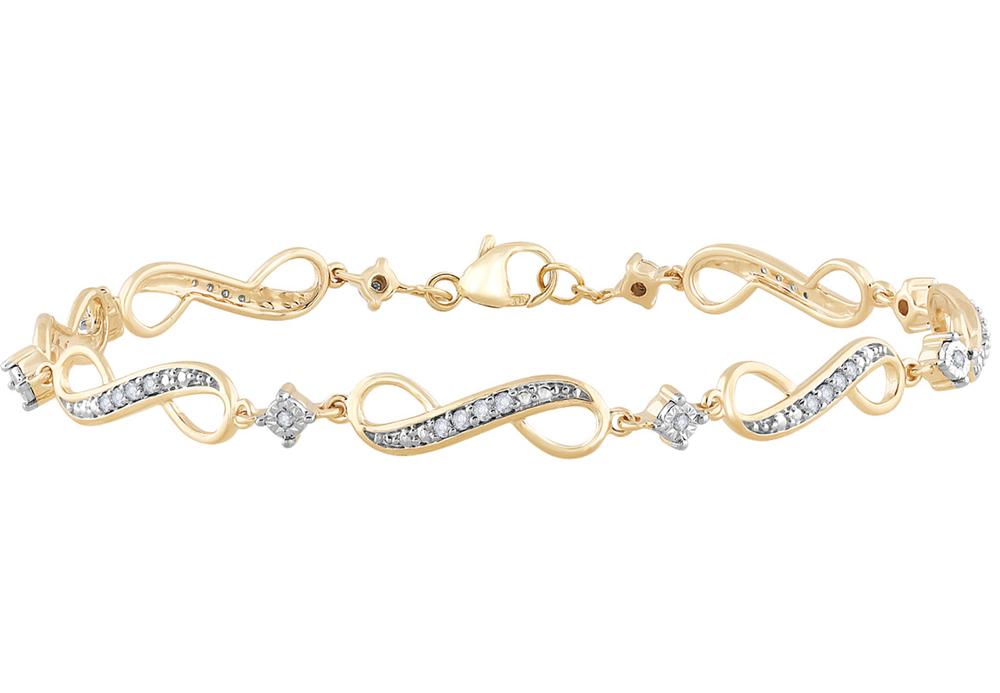Sparkling 10k Gold 0.25ct Lab Diamond Charm Bracelet