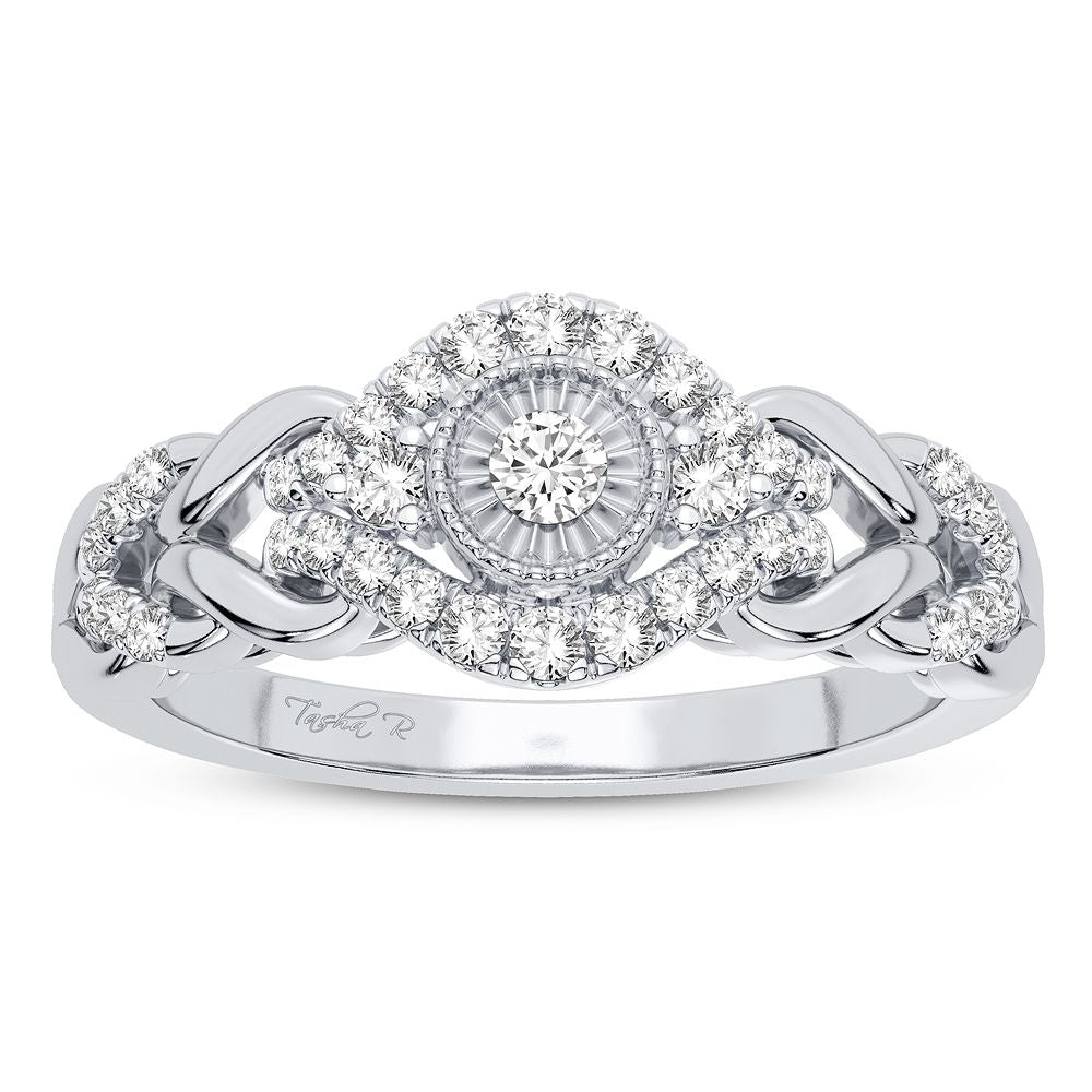 Sparkling 10k White Gold 0.25CT Diamond Womens Fashion Ring