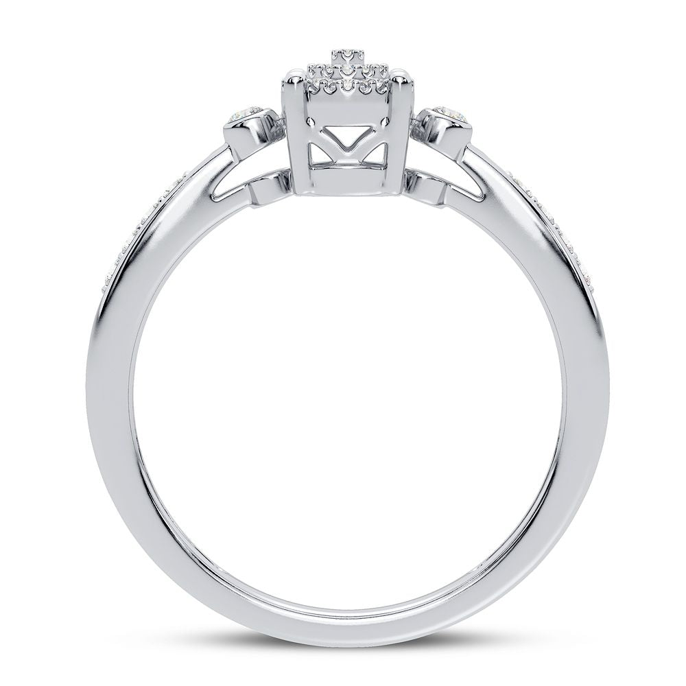 Chic 10k White Gold Lab Diamond Fashion Ring for Women