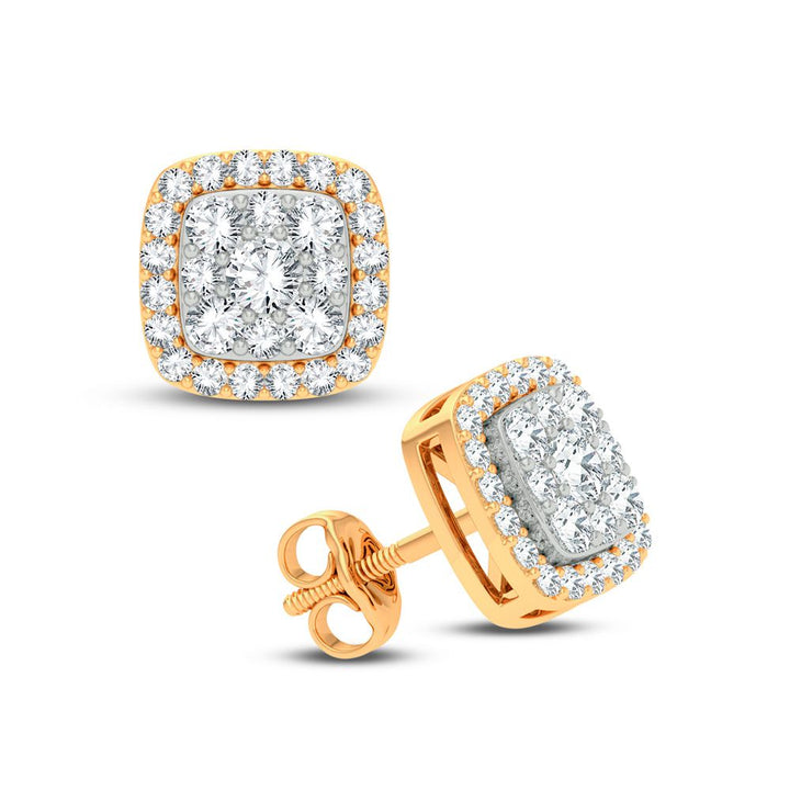 Brilliant 14k Yellow Gold 1CT Lab Diamond Womens Earrings