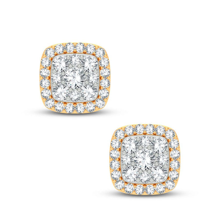 Brilliant 14k Yellow Gold 1CT Lab Diamond Womens Earrings