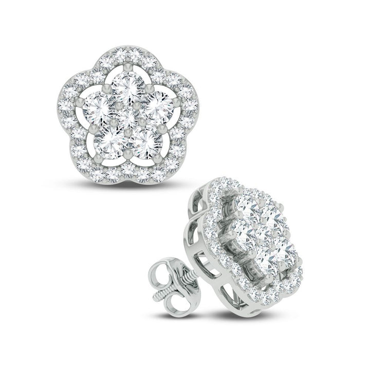 Brilliant 14k White Gold 2CT Lab Diamond Stud Earrings