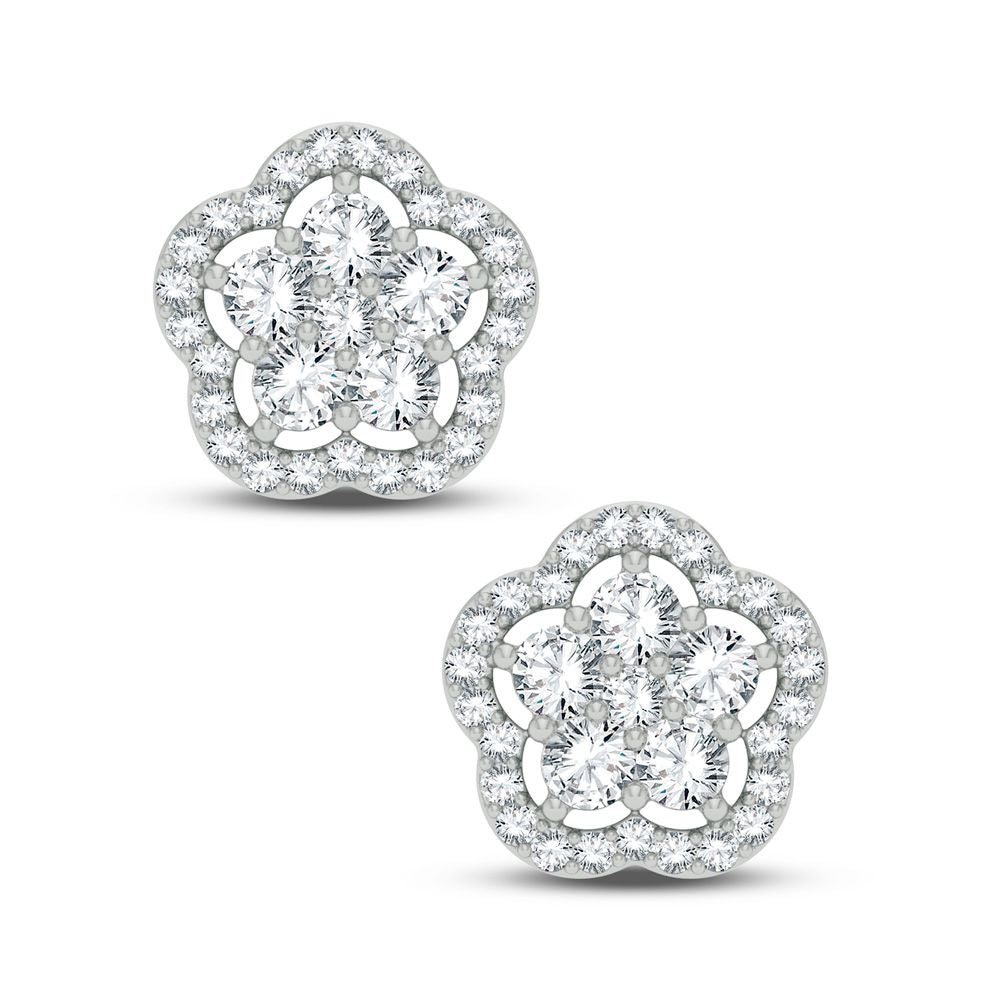 Brilliant 14k White Gold 2CT Lab Diamond Stud Earrings