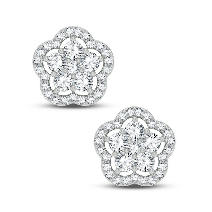 Brilliant 14k White Gold 2CT Lab Diamond Stud Earrings