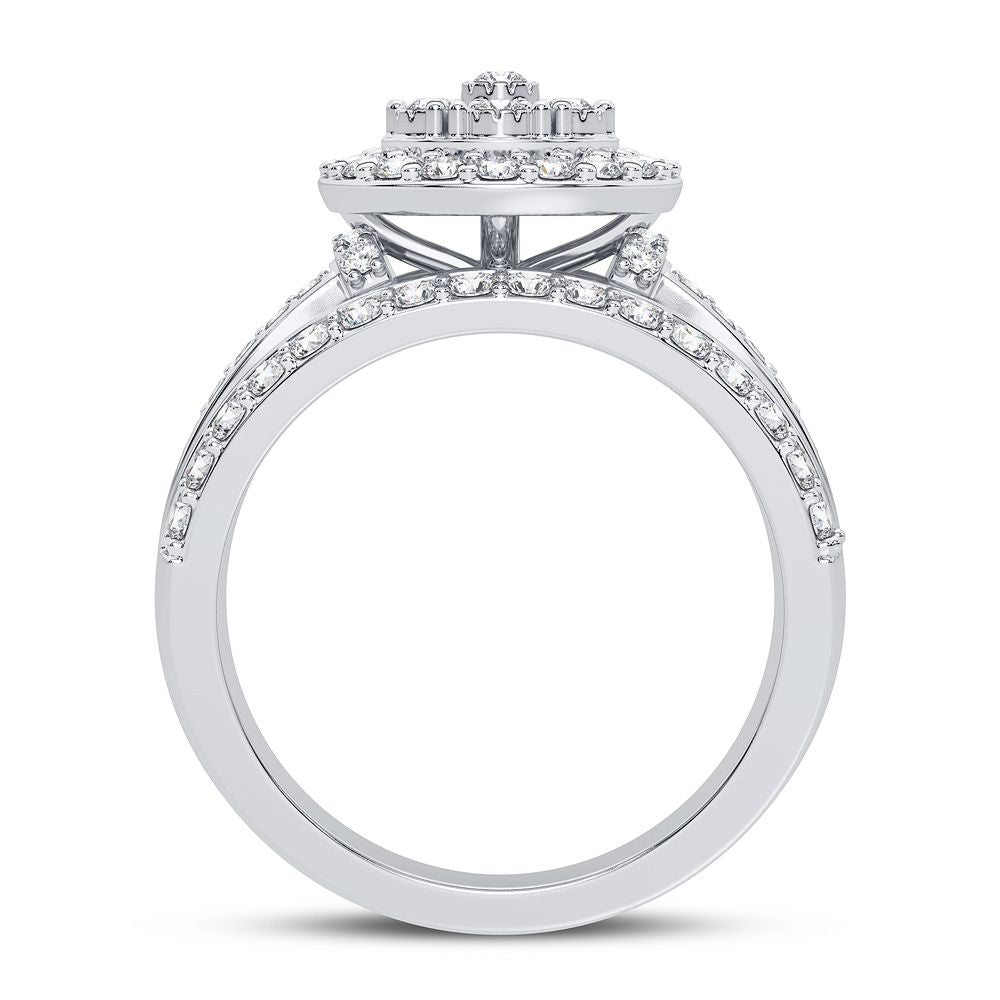 Chic 10k White Gold 1CT Lab Diamond Womens Fashion Ring