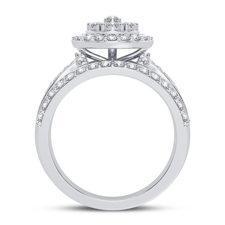 Chic 10k White Gold 1CT Lab Diamond Womens Fashion Ring