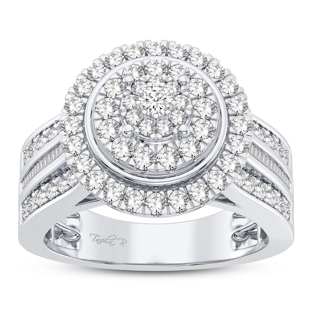 Chic 10k White Gold 1CT Lab Diamond Womens Fashion Ring