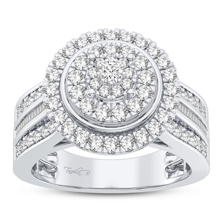 Chic 10k White Gold 1CT Lab Diamond Womens Fashion Ring
