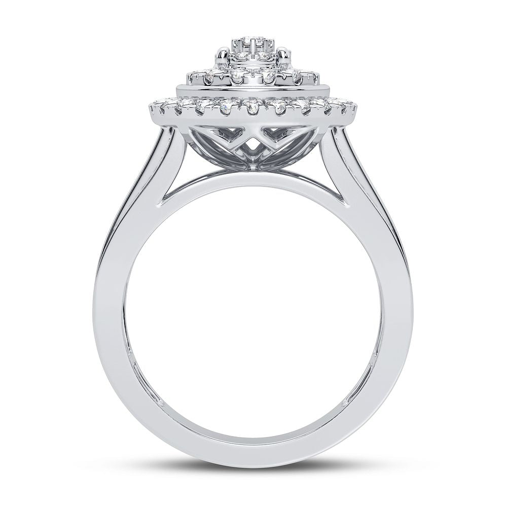 Chic 10k White Gold 1CT Lab Diamond Womens Fashion Ring