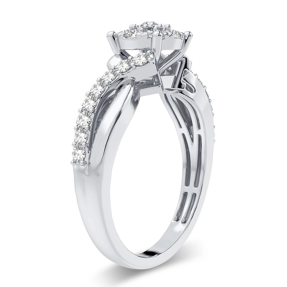 Timeless 10k White Gold Lab Diamond Engagement Ring (0.50CT)