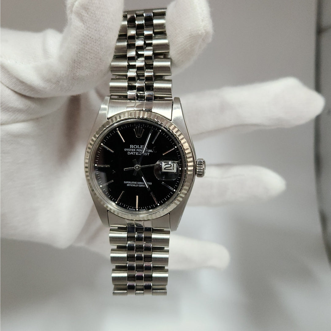 36MM Rolex 16014 Oyster Perpetual Datejust Jubilee Fluted White Gold Bezel