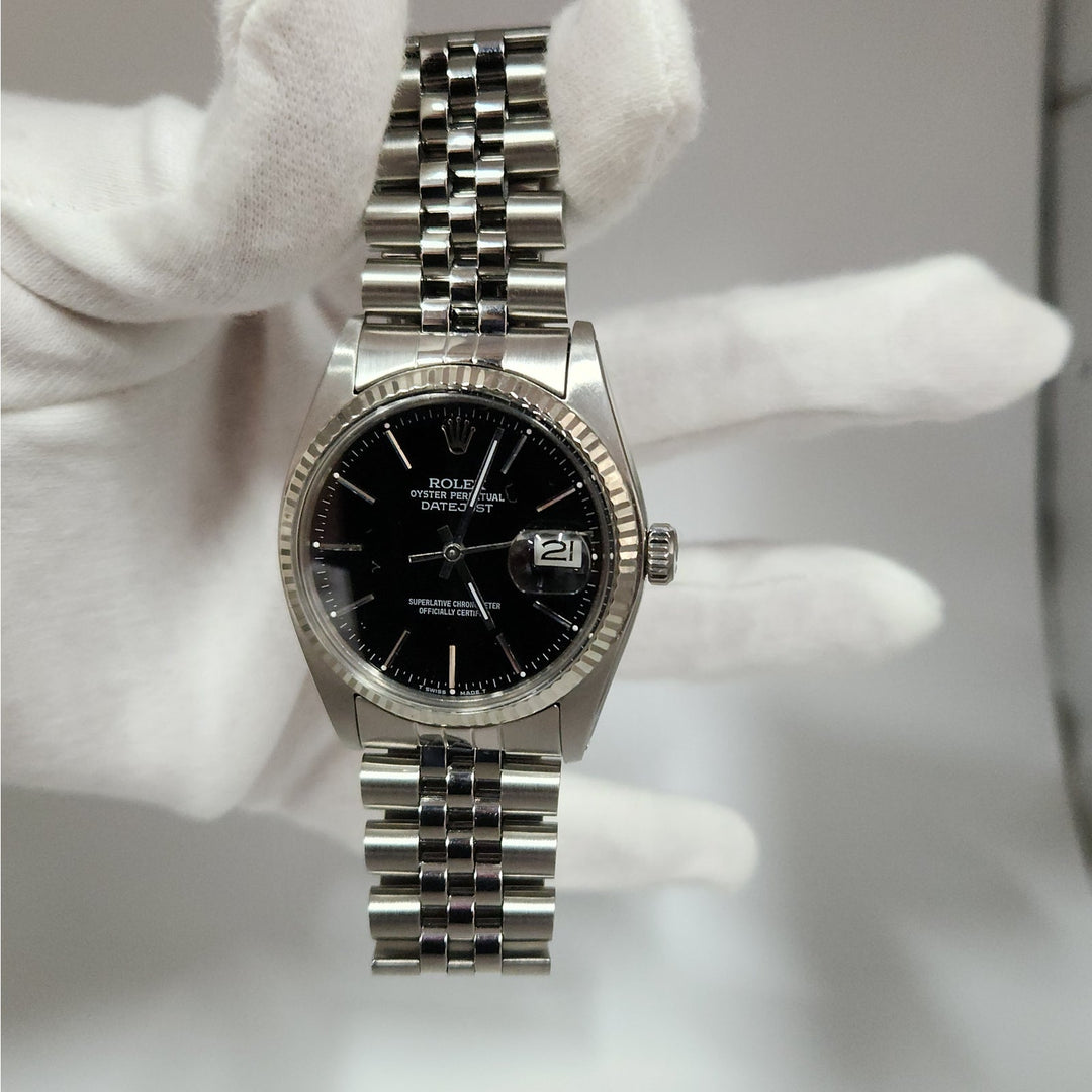 36MM Rolex 16014 Oyster Perpetual Datejust Jubilee Fluted White Gold Bezel