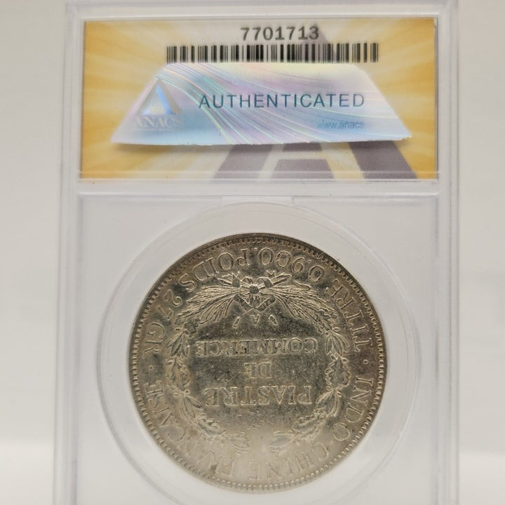 1896-A French Indo China Silver Coin Piastre 1 -P ANACS EF40