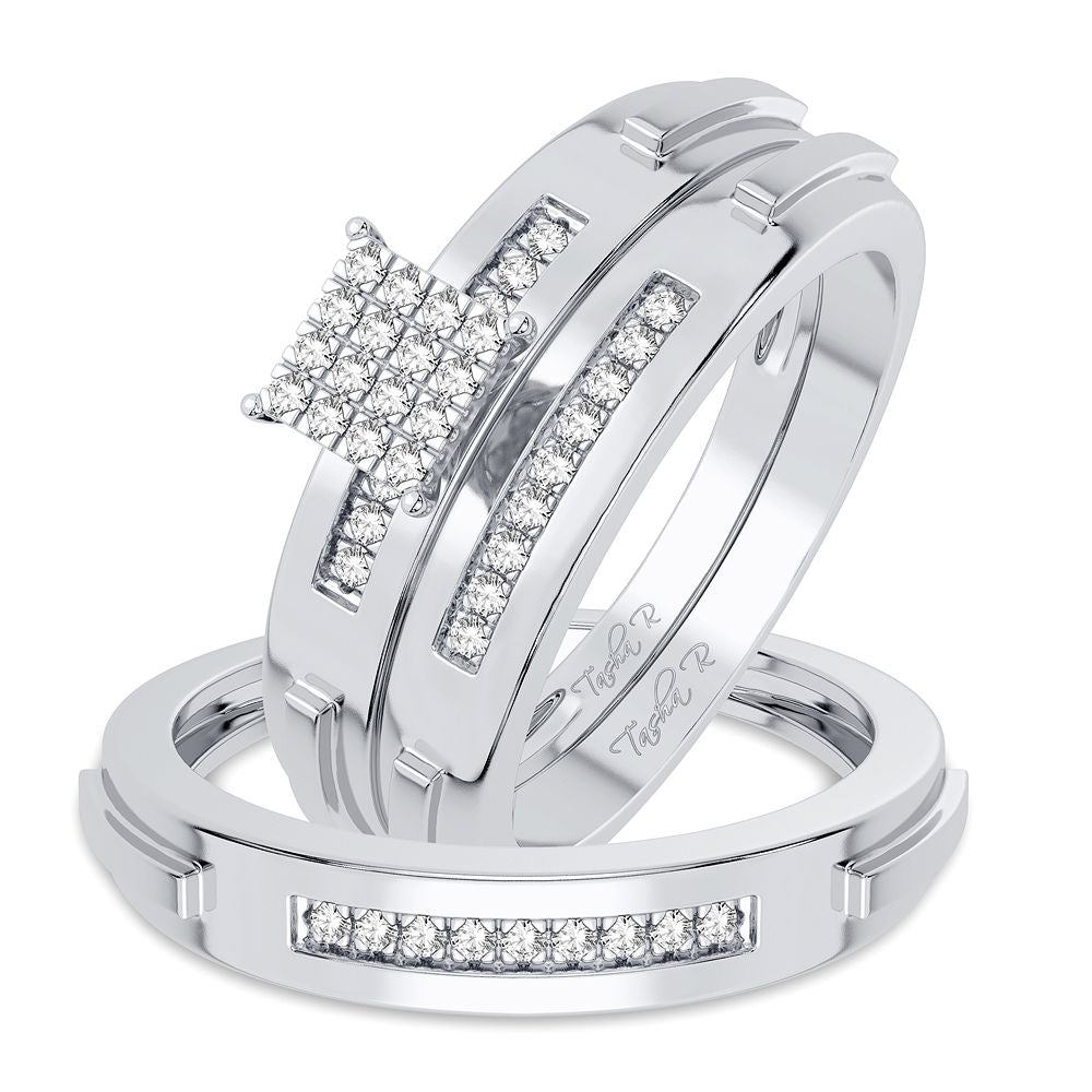 10k White Gold Lab Diamond Trio Set for Her