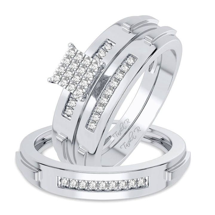 10k White Gold Lab Diamond Trio Set for Her