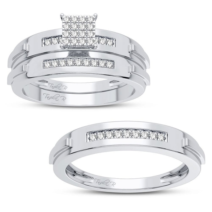 10k White Gold Lab Diamond Trio Set for Her