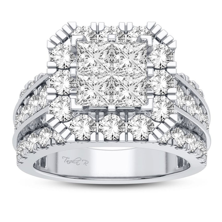 Sparkling 3CT Lab Diamond Bridal Ring in White Gold