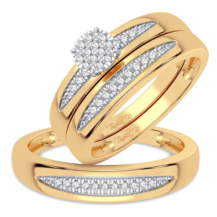 10k Yellow Gold Lab Diamond Trio Set for Womens Elegance