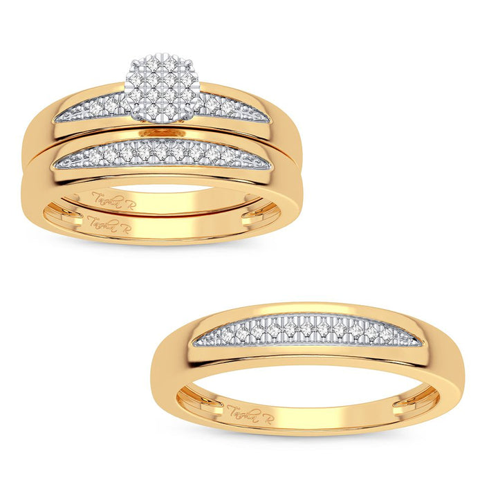 10k Yellow Gold Lab Diamond Trio Set for Womens Elegance