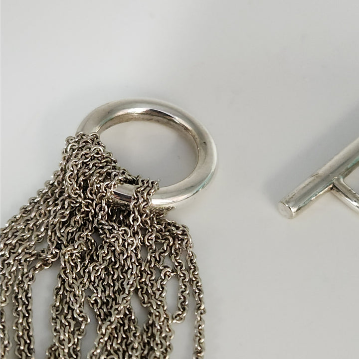 Tiffany & Co. Sterling Silver Multi-chain Heart Bracelet With Box & Pouch