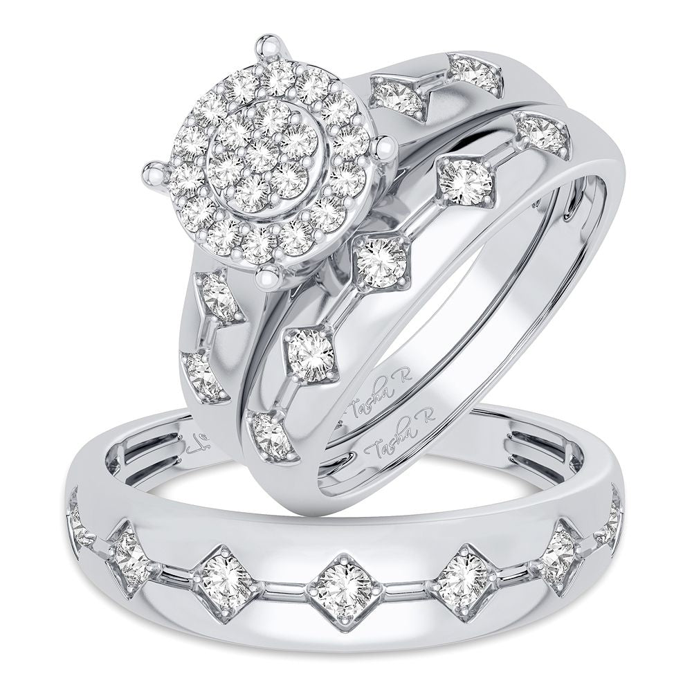 10k White Gold Lab Diamond Trio Set - Timeless Elegance