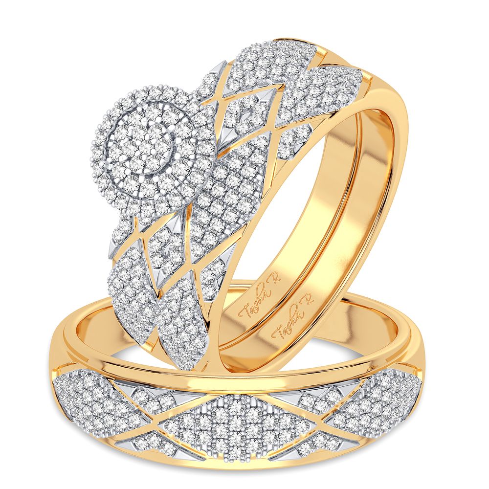 10k Yellow Gold Lab Diamond Trio Set for Womens Timeless Style