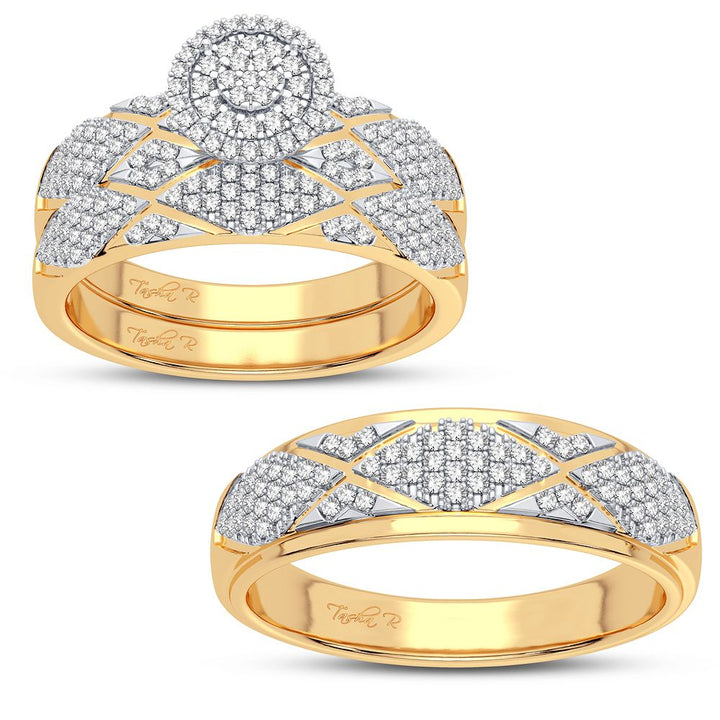 10k Yellow Gold Lab Diamond Trio Set for Womens Timeless Style