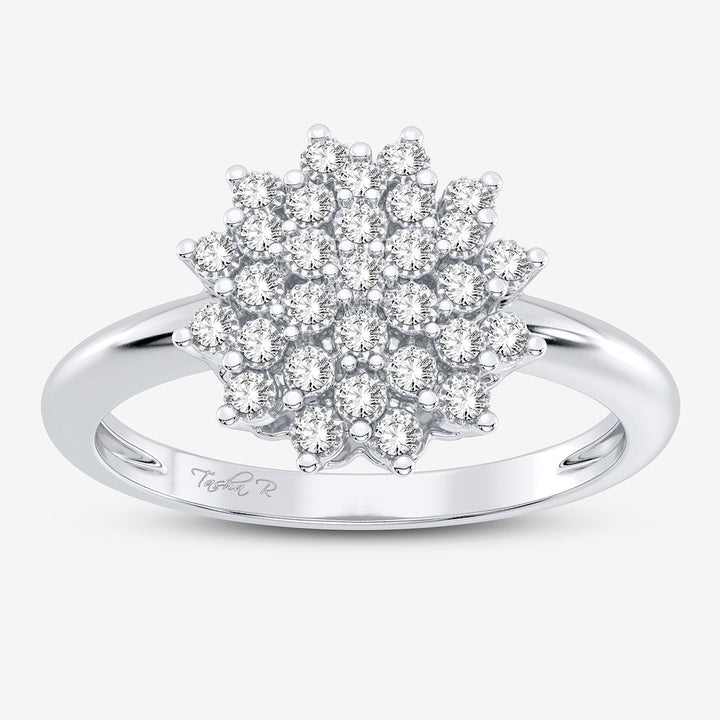 Chic 10k White Gold Lab Diamond Womens Fashion Ring