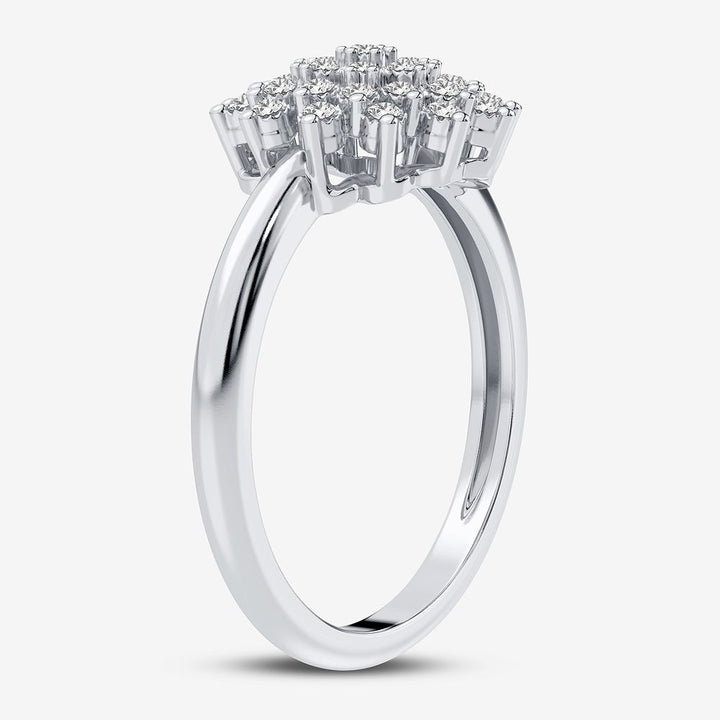 Chic 10k White Gold Lab Diamond Womens Fashion Ring