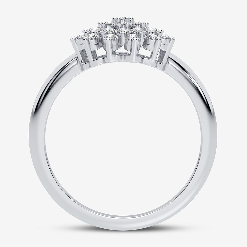 Chic 10k White Gold Lab Diamond Womens Fashion Ring