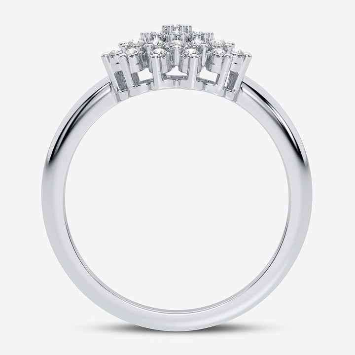 Chic 10k White Gold Lab Diamond Womens Fashion Ring