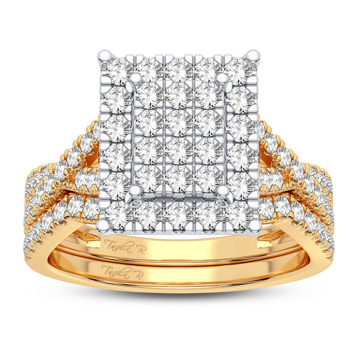 10k Yellow Gold 1CT Lab Diamond Bridal Ring for Her