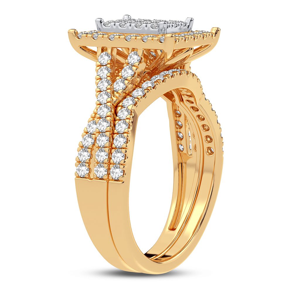 10k Yellow Gold 1CT Lab Diamond Bridal Ring for Her