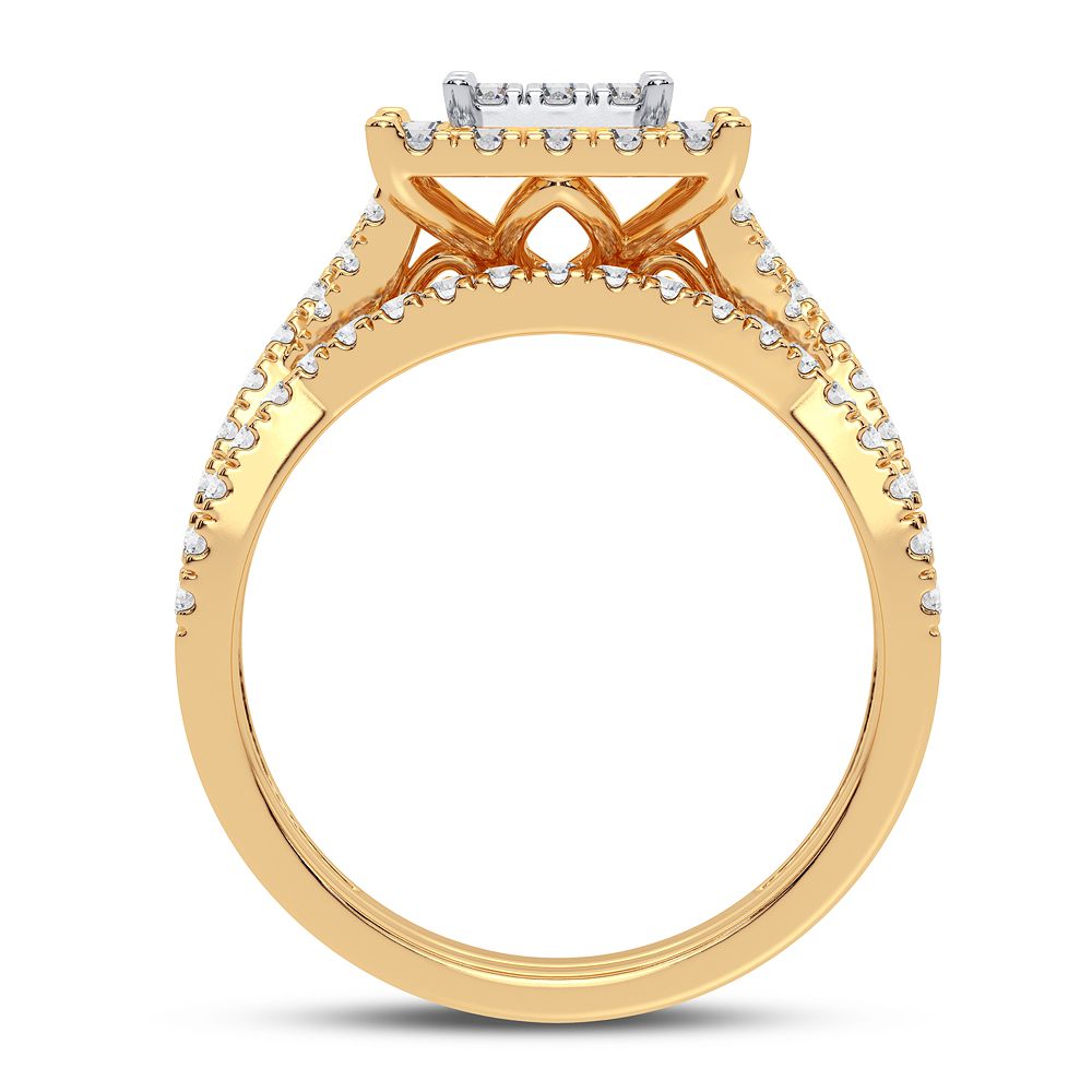 10k Yellow Gold 1CT Lab Diamond Bridal Ring for Her