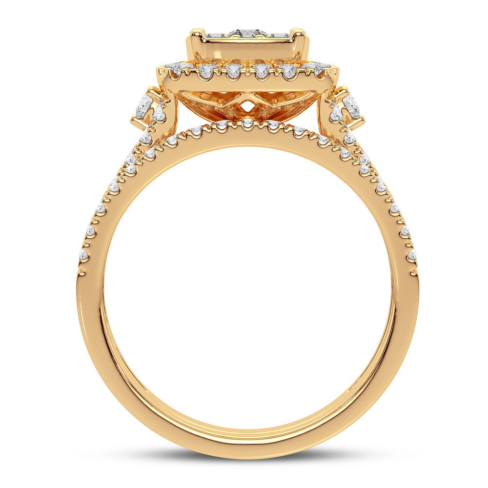 10k Yellow Gold 1CT Lab Diamond Bridal Ring for Her