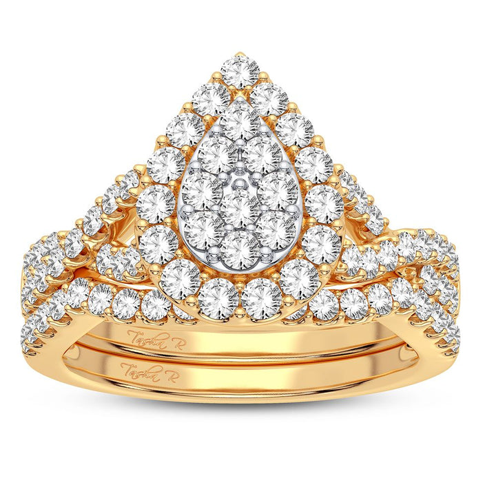 10k Yellow Gold 1CT Lab Diamond Bridal Ring for Her