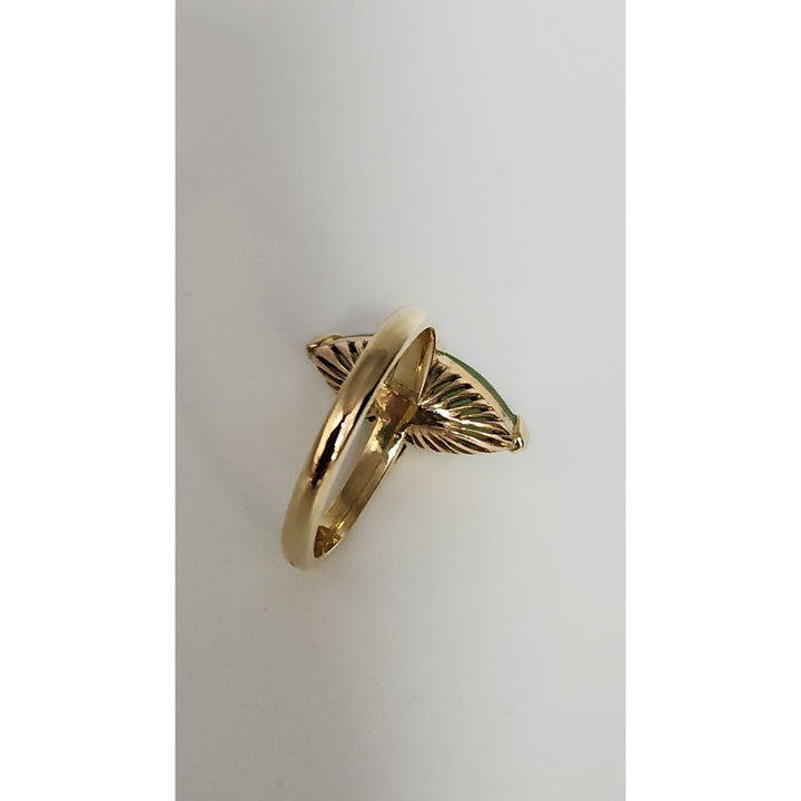 Vintage 14k Yellow Gold Natural Jade Ring Size 5.25