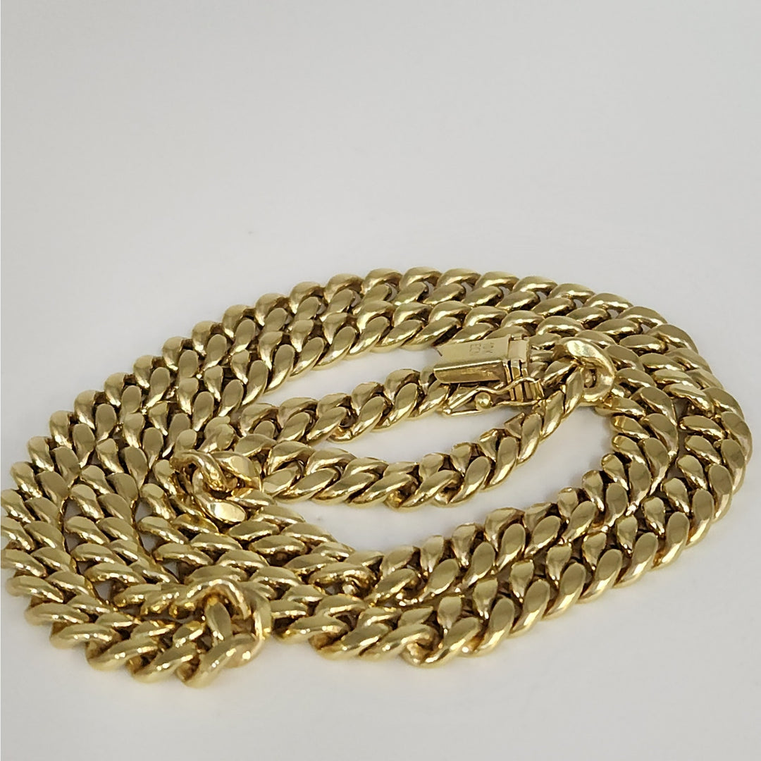 10k Yellow Gold Cuban Link Chain Necklace 22"