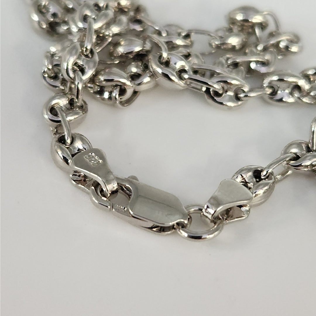 925 Sterling Silver 24" Rhodium Plated Rolo Link Chain Necklace High Shine Finish