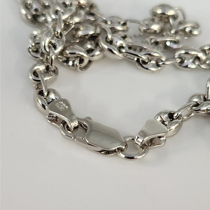 925 Sterling Silver 24" Rhodium Plated Rolo Link Chain Necklace High Shine Finish