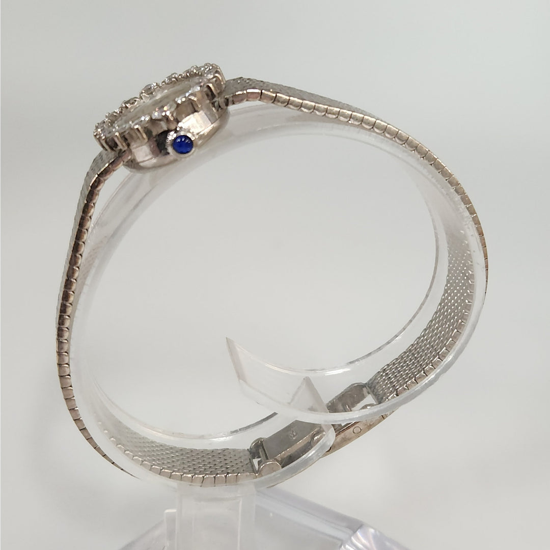 Vintage 18k White Gold Rolex Precision Diamond Halo SS Bracelet ( Not Working)