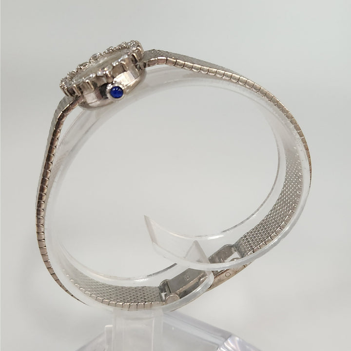 Vintage 18k White Gold Rolex Precision Diamond Halo SS Bracelet ( Not Working)