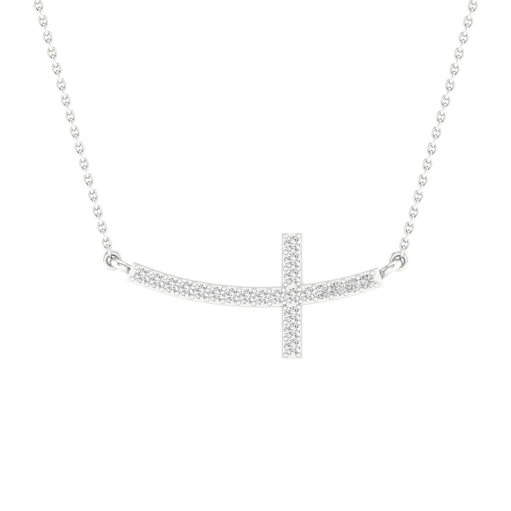 Delicate 10K White Gold Diamond Pendant Necklace for Women