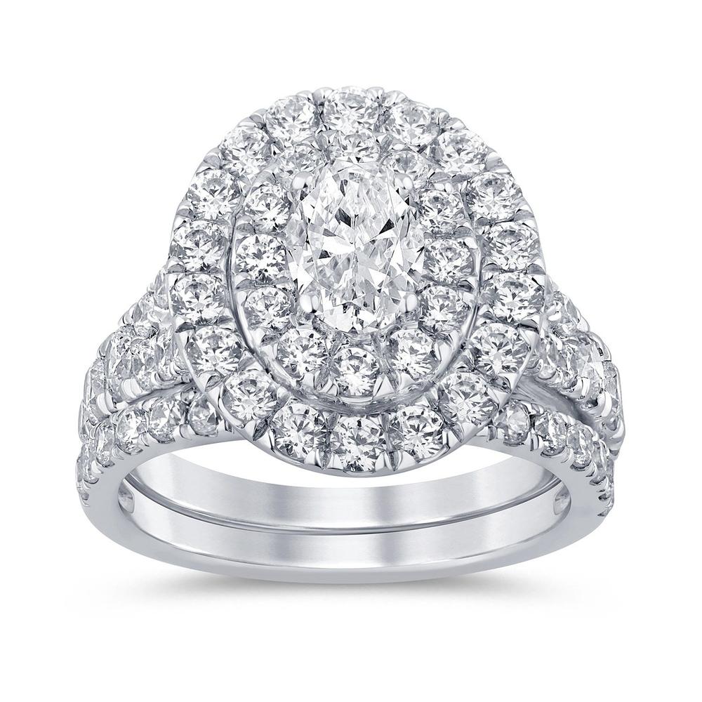 Brilliant 14k White Gold 3ct Lab Diamond Bridal Ring