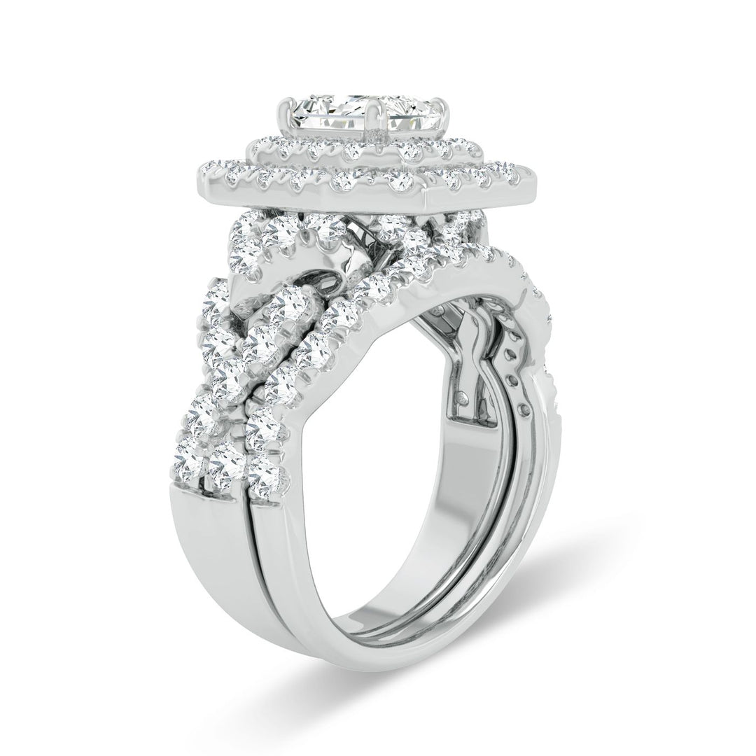 Brilliant 3CT Lab Diamond Engagement Ring in 14K White Gold